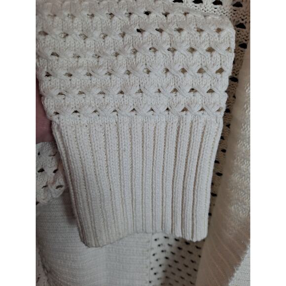 Converse One Star Women's White Cotton Open-Knit Open Front Cardigan Size L - Picture 6 of 8